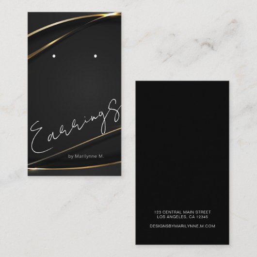 Elegant Gold Boutique Earring Display Kaart Visitekaartje (Voorkant / Achterkant)