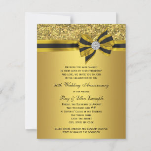 Elegant Gold Bow 50th Jubileum Party Kaart