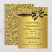 Elegant Gold Bow 50th Jubileum Party Kaart (Voorkant / Achterkant)