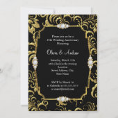 Elegant Gold Bow Black Diamond 50e Jubileum Kaart (Achterkant)