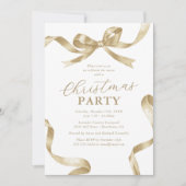 Elegant Gold Bow Christmas Holiday Party Kaart (Voorkant)