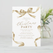 Elegant Gold Bow Christmas Holiday Party Kaart (Staand voorkant)