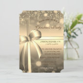Elegant Gold Bow, Confetti Company kerst Party Kaart (Staand voorkant)