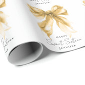 Elegant Gold Bow Coquette Script Sweet 16 Party  Cadeaupapier (Rol Hoek)