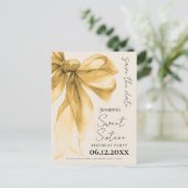 Elegant Gold Bow Coquette Sweet 16 Save the Date  Briefkaart (Staand voorkant)