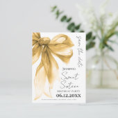 Elegant Gold Bow Coquette Sweet 16 Save the Date  Briefkaart (Staand voorkant)