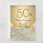 Elegant Gold Bow Diamond 50e Jubileum Kaart (Voorkant)
