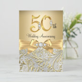 Elegant Gold Bow Diamond 50e Jubileum Kaart (Staand voorkant)