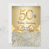 Elegant Gold Bow Diamond 50e Jubileum Kaart (Voorkant)