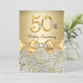 Elegant Gold Bow Diamond 50e Jubileum Kaart (Staand voorkant)