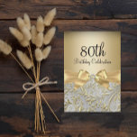 Elegant Gold Bow Floral Swirl Kaart<br><div class="desc">Elegant Gold Bow Floral Swirl 80th Birthday Party Invitation. Elegant gouddiamantstrik en floraal vormontwerp. Let op: alle platte afbeeldingen! Ze hebben geen echte juwelen!</div>