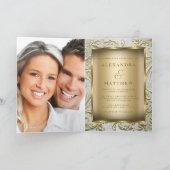 Elegant Gold Bow Golden Leaf Wedding 2 (Binnen)