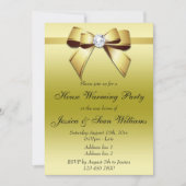 Elegant Gold Bow House Warming Party Kaart (Voorkant)