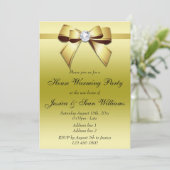Elegant Gold Bow House Warming Party Kaart (Staand voorkant)