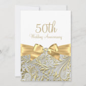 Elegant Gold Bow Leaf White, 50ste Jubileum Kaart (Voorkant)