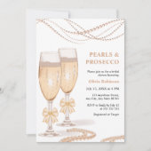 Elegant Gold Bow Pearls and Prosecco Bridal Shower Kaart (Voorkant)