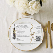 Elegant Gold Bow & Tassel Graduation Party Menu