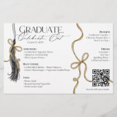 Elegant Gold Bow & Tassel Graduation Party Menu (Voorkant)