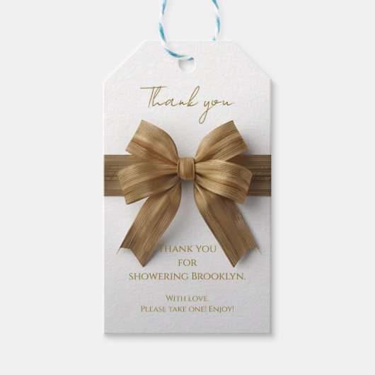 Elegant Gold Bow Thank You Tag Cadeaulabel (Voorkant)