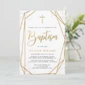 Elegant Gold Boy Baptism Invitation Kaart (Staand voorkant)