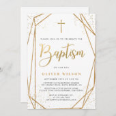 Elegant Gold Boy Baptism Invitation Kaart (Voorkant / Achterkant)