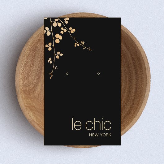 Elegant Gold Branch Black Earring Display Holger Visitekaartje