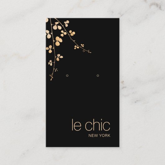 Elegant Gold Branch Black Earring Display Holger Visitekaartje (Voorkant)