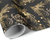 Elegant Gold Branch Pattern Happy New Year Cadeaupapier (Rol Hoek)