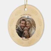 Elegant Gold Branches Family Photo Christmas Beige Keramisch Ornament (Links)
