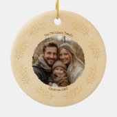 Elegant Gold Branches Family Photo Christmas Beige Keramisch Ornament (Achterkant)