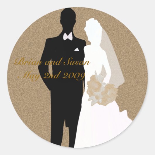 Elegant Gold Bride en Groom Wedding Stickers (Voorkant)