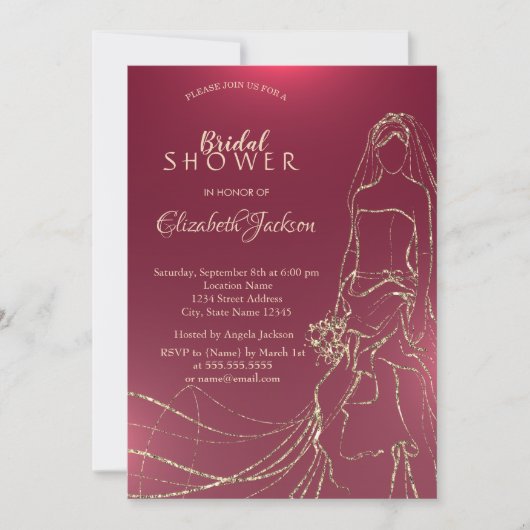 Elegant Gold Bride, Vrijgezellenfeest Kaart (Voorkant)