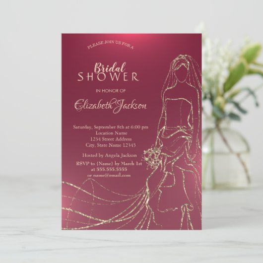 Elegant Gold Bride, Vrijgezellenfeest Kaart (Staand voorkant)