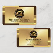 Elegant Gold Bronze Layers Realty Visitekaartje (Voorkant / Achterkant)