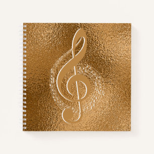 Elegant Gold Bronze Metallic Music Note Notitieboek