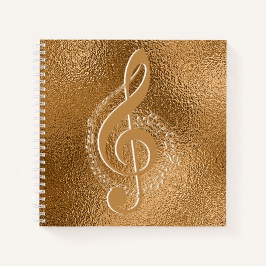 Elegant Gold Bronze Metallic Music Note Notitieboek (Voorkant)