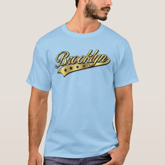 Elegant Gold Brooklyn Swoosh Logo Design T-shirt (Voorkant)