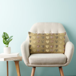 Elegant Gold Brown beige Hearts Patroon Kussen