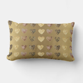 Elegant Gold Brown beige Hearts Patroon Kussen
