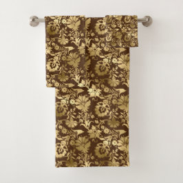 Elegant Gold Brown Floral Bad Handdoek