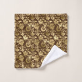 Elegant Gold Brown Floral Bad Handdoek (Wasdoekje)