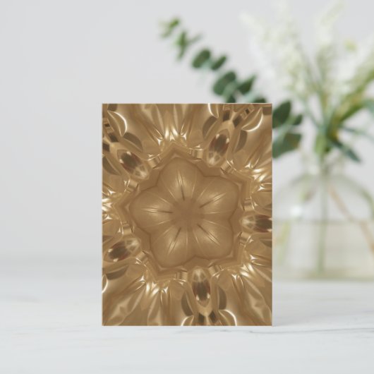 Elegant Gold Brown Kaleidoscoop Star Design Briefkaart (Staand voorkant)
