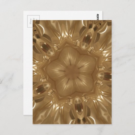 Elegant Gold Brown Kaleidoscoop Star Design Briefkaart (Voorkant / Achterkant)