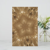 Elegant Gold Brown Kaleidoscoop Star Design Briefpapier (Staand voorkant)