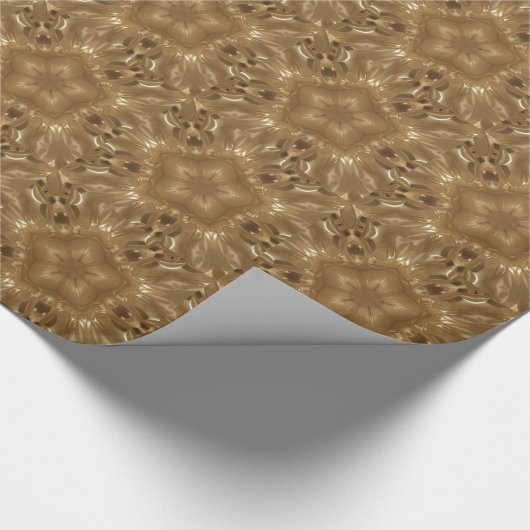 Elegant Gold Brown Kaleidoscoop Star Design Cadeaupapier (Hoek)