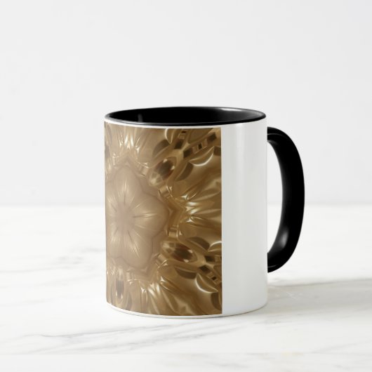 Elegant Gold Brown Kaleidoscoop Star Design Mok (Voorkant rechts)