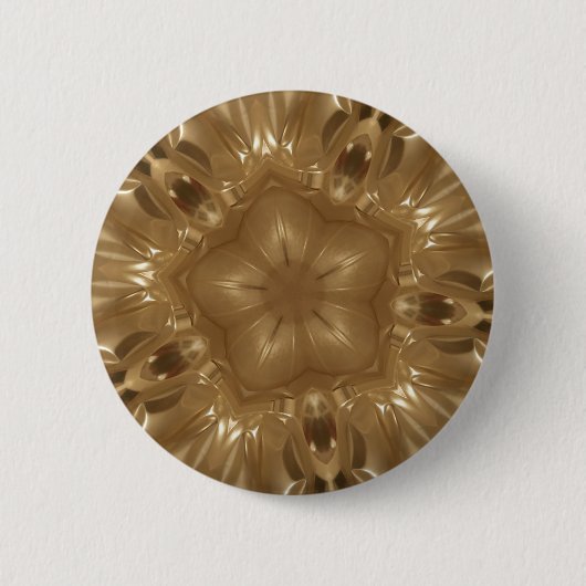 Elegant Gold Brown Kaleidoscoop Star Design Ronde Button 5,7 Cm (Voorkant)