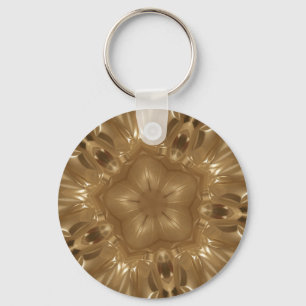 Elegant Gold Brown Kaleidoscoop Star Design Sleutelhanger
