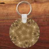 Elegant Gold Brown Kaleidoscoop Star Design Sleutelhanger (Voorkant)