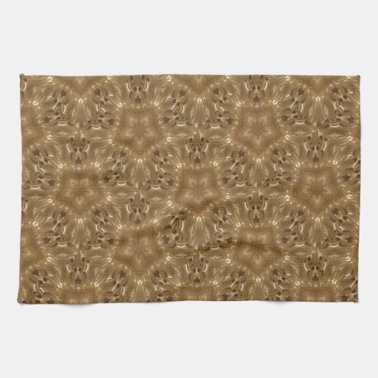 Elegant Gold Brown Kaleidoscoop Star Design Theedoek (Horizontaal)